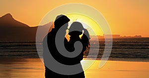 Silhouette of a romantic couple