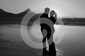 Silhouette of a romantic couple