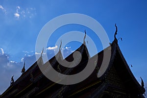 Silhouette roof of Buddha temple