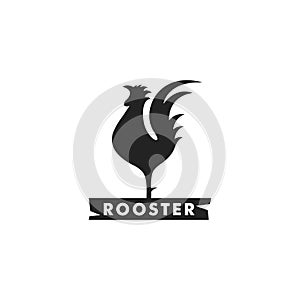 Silhouette rooster sign vector illustration.