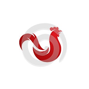 Silhouette of the rooster vector icon