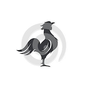 Silhouette of the rooster vector icon
