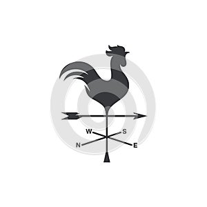 Silhouette of the rooster vector icon