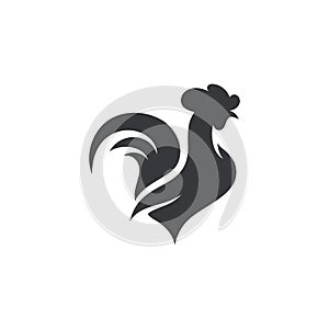 Silhouette of the rooster vector icon