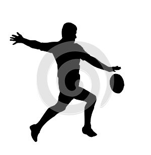 Silhouette - Rugby Running Kicking For Touch