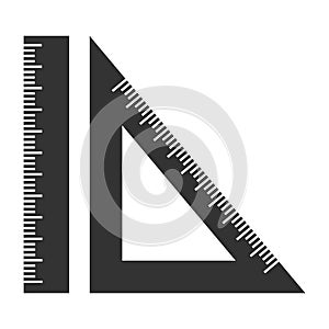 Silhouette ruler and setsquare. Geometry.