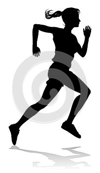 Silhouette Runner Woman Sprinter or Jogger Person