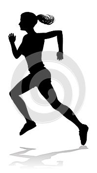 Silhouette Runner Woman Sprinter or Jogger Person