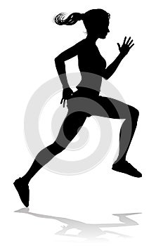 Silhouette Runner Woman Sprinter or Jogger Person