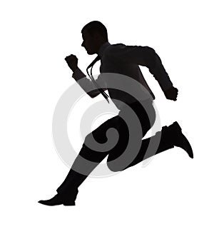 Silhouette of running businessman photo