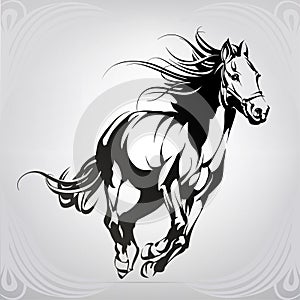 Silhouette of the running horse. vector illustration