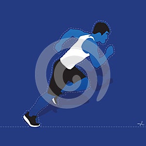 Silhouette of running man on a blue background