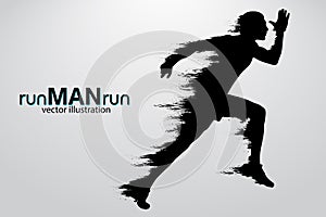 Silhouette of a running man. illustration