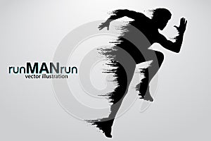 Silhouette of a running man. illustration