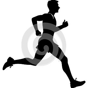 Silhouette of Running Man in Motion Capturing Fitness and Movement photo