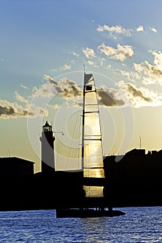 Silhouette of a sailing boat