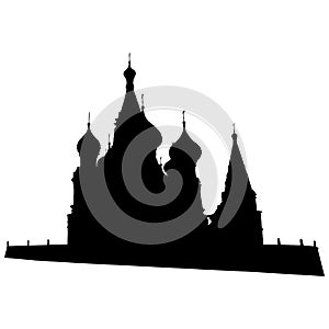 Silhouette Saint Basil's Cathedral in Moscow on a white background