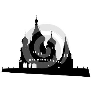 Silhouette Saint Basil's Cathedral in Moscow on a white background