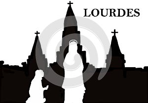 Silhouette sanctuary and Madonna of Lourdes