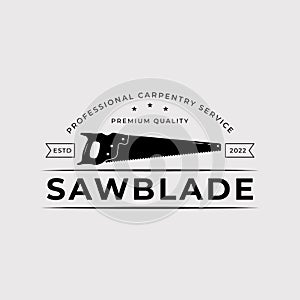 silhouette saw for woodwork or carpentry logo vector illustration design