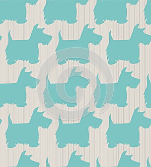 Silhouette scottie dogs with stripes repeat pattern