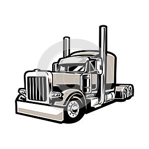 Silhouette of Semi Truck Vector in white background