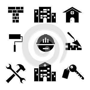 Silhouette service building icon vector flat style illustration for web, mobile, symbol, application and graphic design