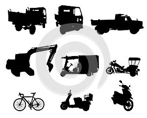 Silhouette set of vehicle