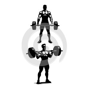 Silhouette set of weightlifter