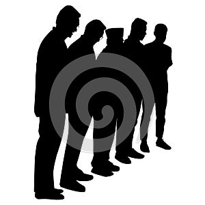 Silhouette of several men standing. Perfect for stickers, tattoos, logos, banner elements, banners, icons