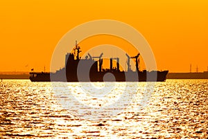 Silhouette of ship