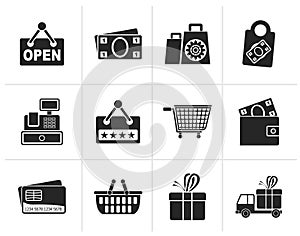 Silhouette shopping and retail icons