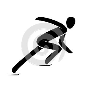 Silhouette Short track speed skating athlete isolated vector illustration