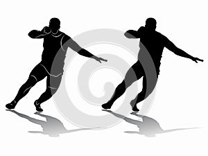 Silhouette shot putter man , vector drawing
