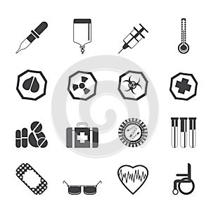 Silhouette Simple medical themed icons and warning-signs