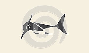 Silhouette simple shape fish shark side logo vector icon symbol design graphic illustration