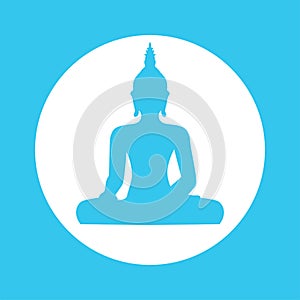 Silhouette of sitting Buddha on white background. Vector illustration.