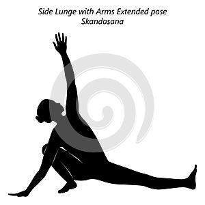 Silhouette of Skandasana with Arms Extended