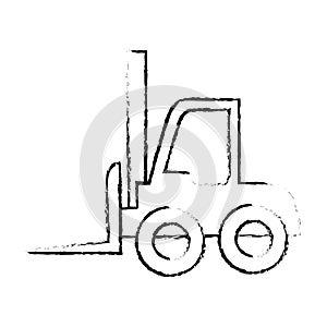 Silhouette sketch blurred forklift truck with boxes