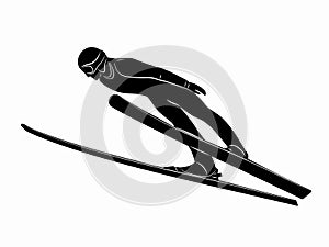 silhouette ski jumper. vector drawing