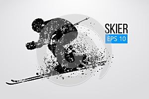 Silhouette of skier isolated. Vector illustration