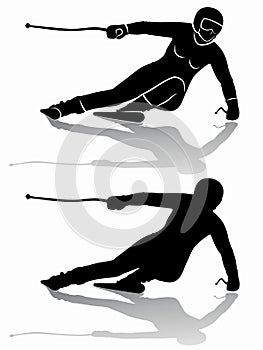 Silhouette of a skier , vector draw