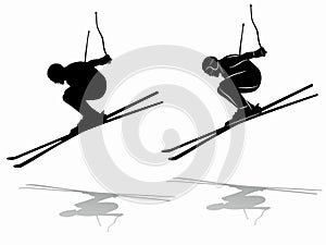 Silhouette of a skier , vector draw