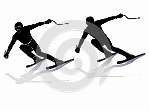 Silhouette of skier, vector draw