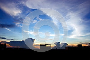 Silhouette sky at sunset.