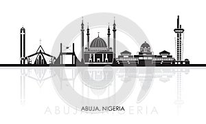 Silhouette Skyline panorama of city of Abuja, Nigeria