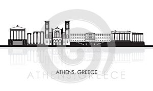 Silhouette Skyline panorama of city of Athens, Greece