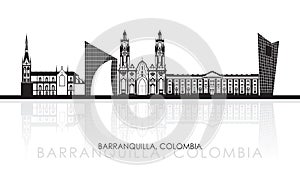 Silhouette Skyline panorama of city of Barranquilla, Colombia