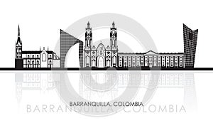 Silhouette Skyline panorama of city of Barranquilla, Colombia photo