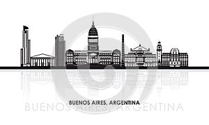 Silhouette Skyline panorama of city of Buenos Aires, Argentina